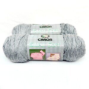 Caron Simply Soft Yarn Grey Heather Acrylic Worsted Weight Lot of 2 New Skeins